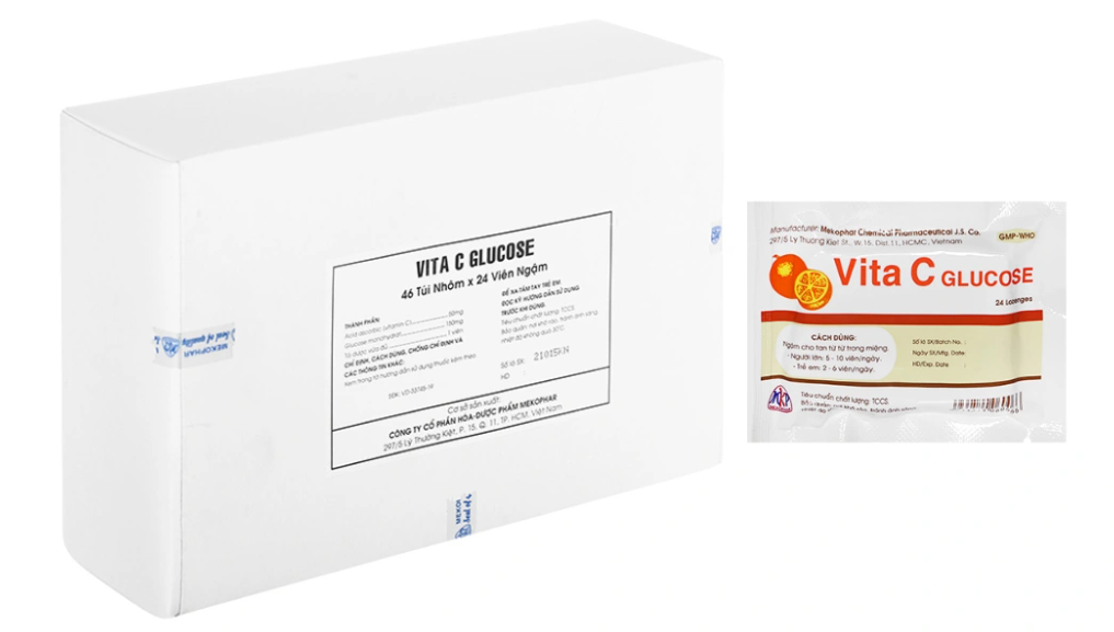 VITA C GLUCOSE Mekophar (Hộp/46 túi/24 viên)