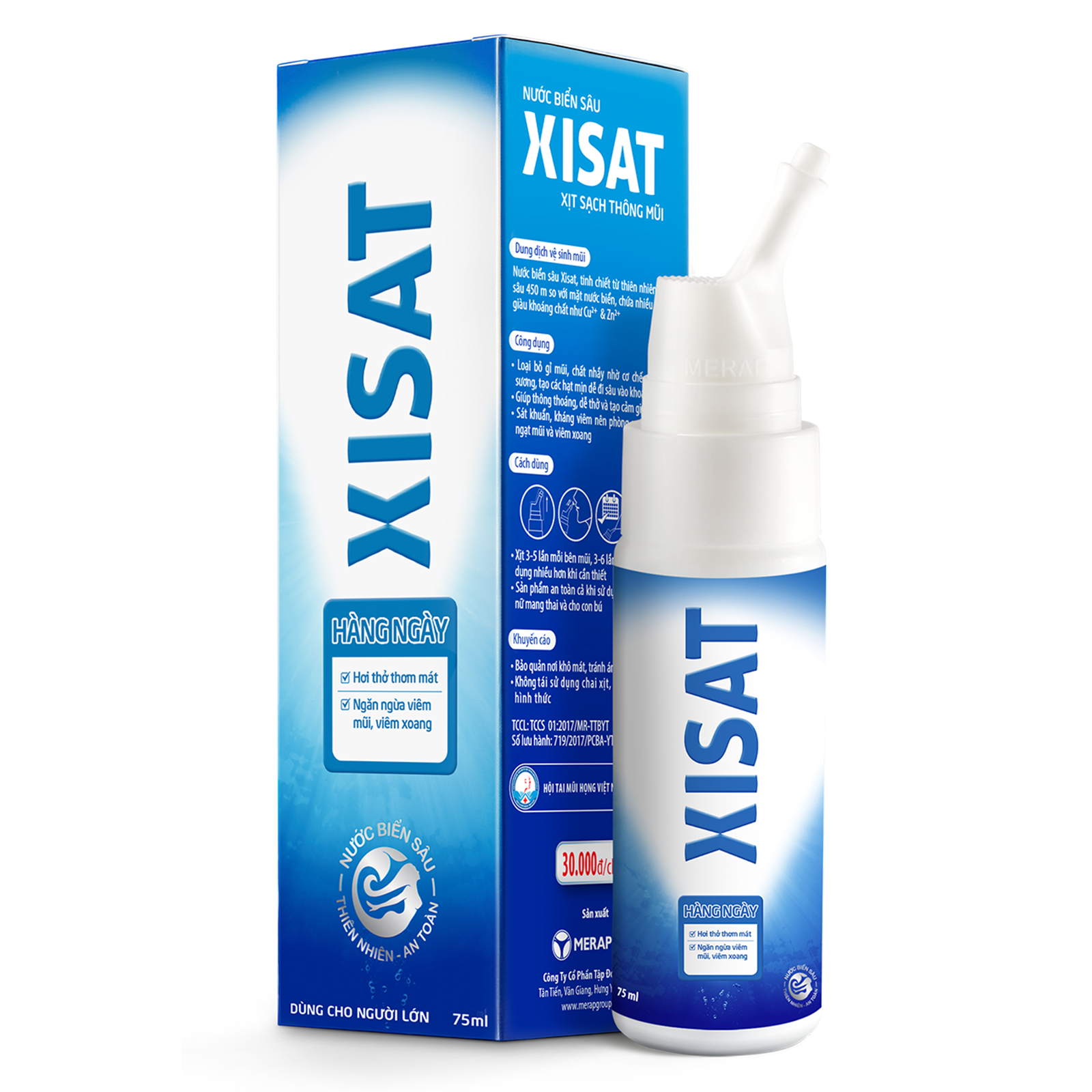 XISAT dung dịch vệ sinh mũi người lớn nước biển sâu  merap(75 ml)