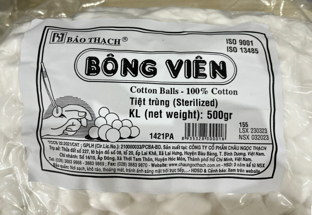 Bông viên tiệt trùng bảo thạch (g/500gr)