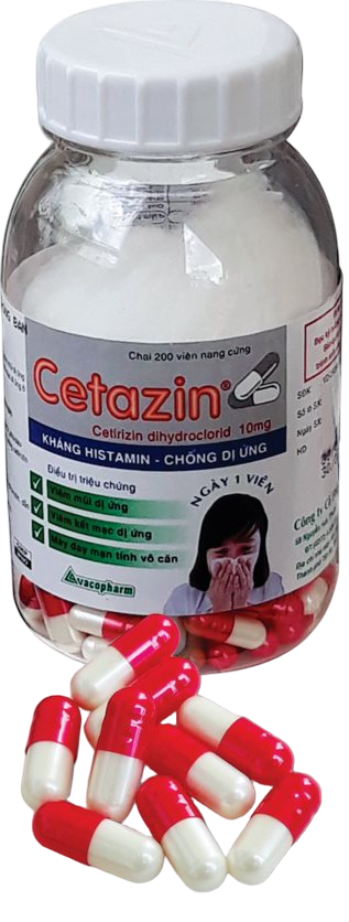 CETAZIN cetirizin 10mg vacopharm (c/200v nang)