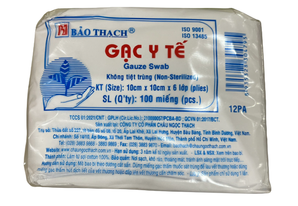 Gạc y tế bảo thạch 10cmx10cmx 6 lớp (g/100m)