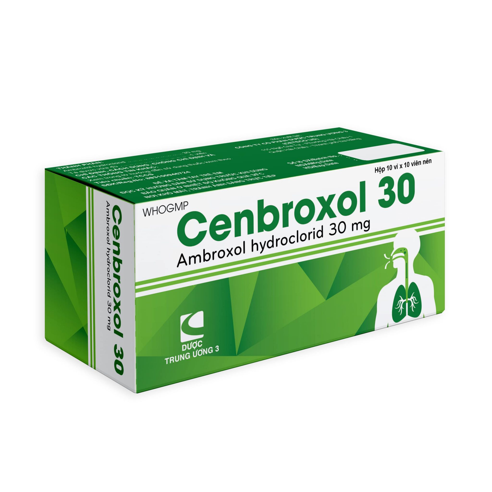 CENBROXOL 30 Ambroxol  Tw3 cetecoUS (Hộp/100V)