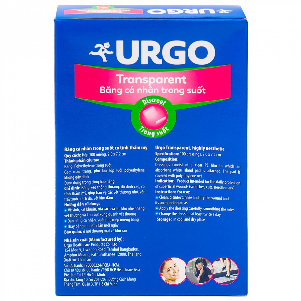 Băng cá nhân trong suốt urgo transparent (h/100m)