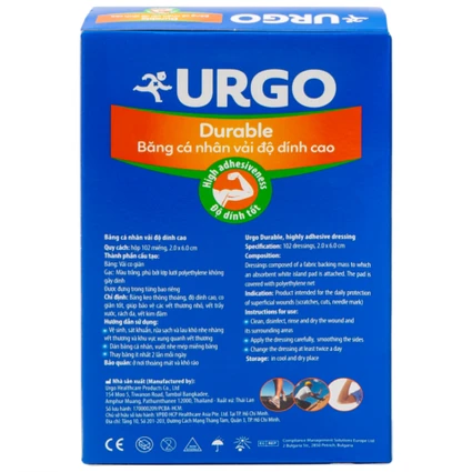 Băng cá nhân vải độ dính cao Urgo Durable (h/102m)