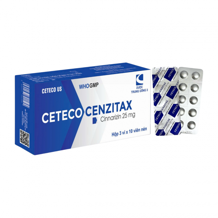 CETECO CENZITAX Cinarizin 25mg TW3 CetecoUS(Hộp 30v)
