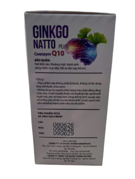 GINKGO NATTO PLUS Coenzym Q110 bổ nãoVinaphar (H/100v) (mẫu ngẫu nhiên)