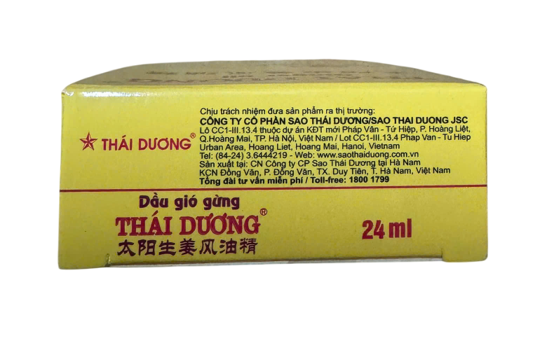 Hỗ Trợ Xoa Bóp Dầu Gió Gừng Thái Dương (C/24ml) (Vàng)