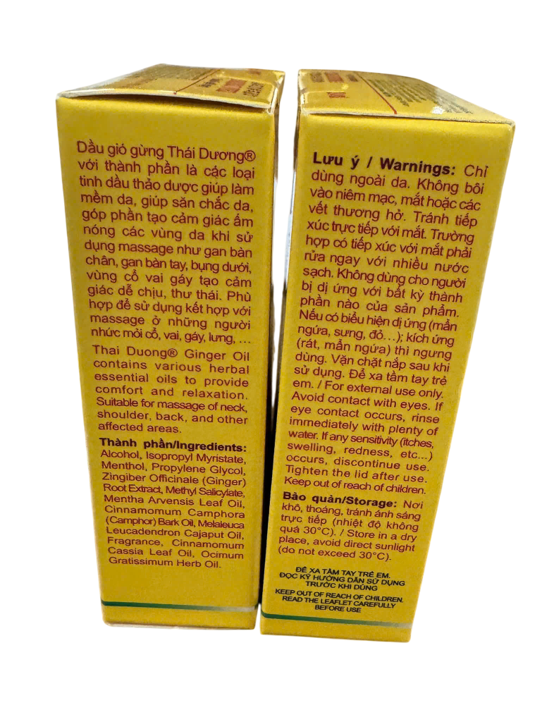 Hỗ Trợ Xoa Bóp Dầu Gió Gừng Thái Dương (C/24ml) (Vàng)