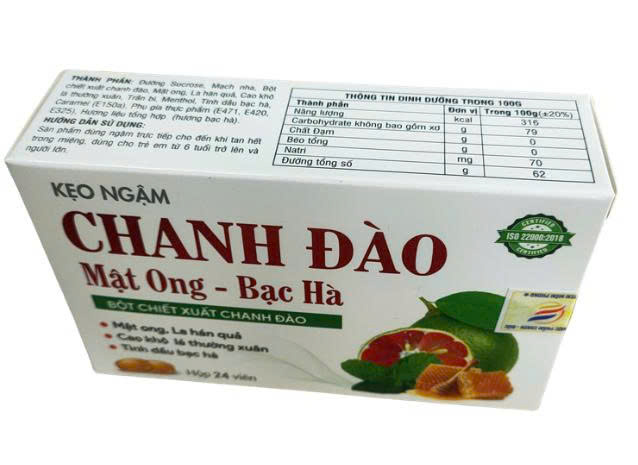 KẸO NGẬM CHANH ĐÀO Mật Ong Bạc Hà Essen (H/24v)