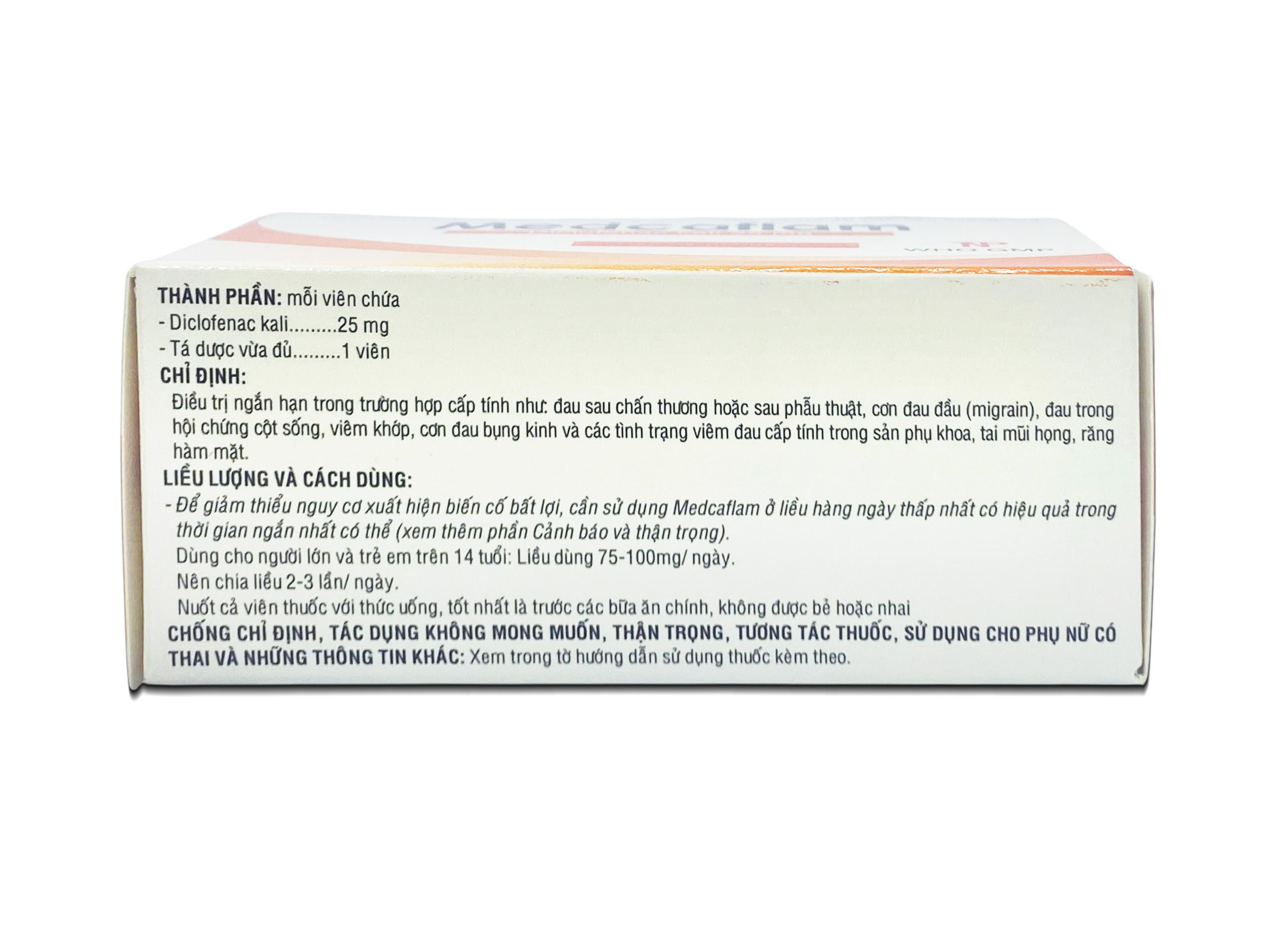 MEDCAFLAM diclofenac kali 25mg thành nam (h/100v)