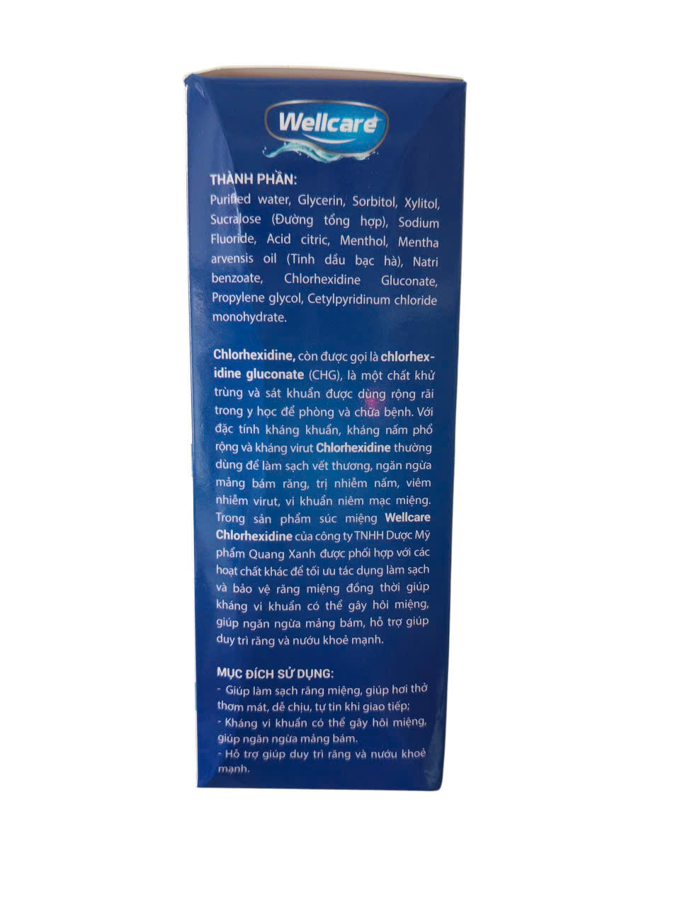 Nước súc miệng CHLORHEXIDINE hương bạc hà Wellcare (C/250ml)
