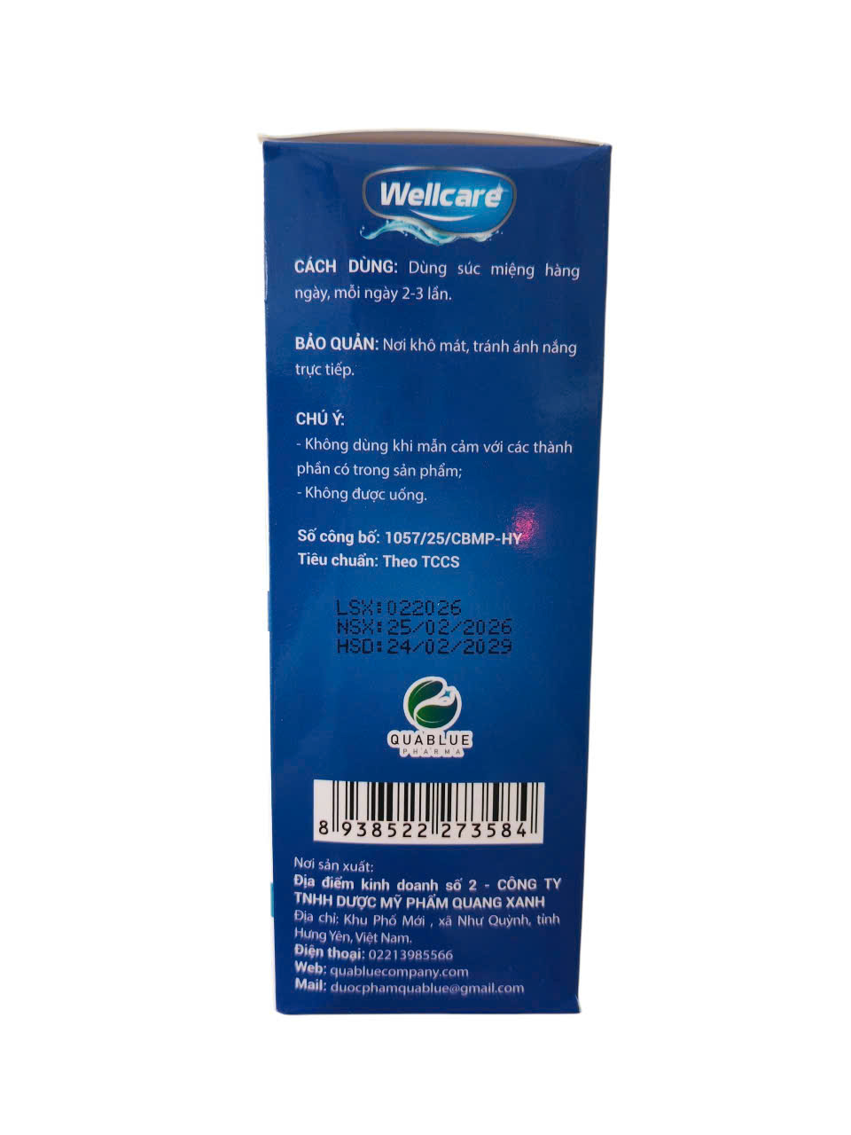 Nước súc miệng CHLORHEXIDINE hương bạc hà Wellcare (C/250ml)