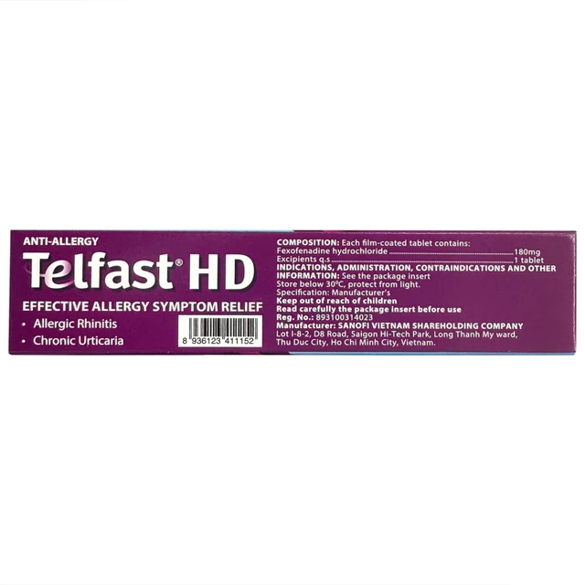 Telfast hd fexofenadin 180mg sanofi (hộp/30 viên)