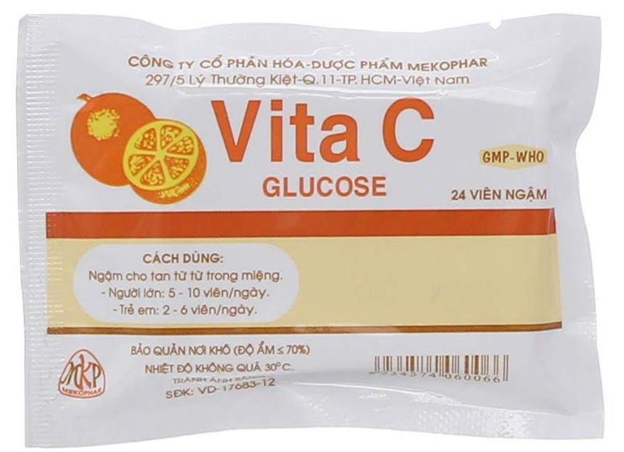 VITA C GLUCOSE Mekophar (Hộp/46 túi/24 viên)